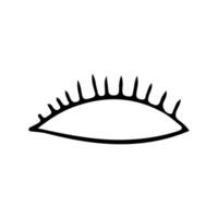Eye with eyelashes, simple doodle illustration, icon, hand drawing, black contour on white background vector