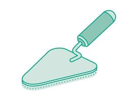 Isometric cement trowel. Outline object isolated on white background. vector