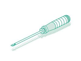 Isometric screwdriver. Outline object isolated on white background. Work tool. vector