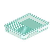 Isometric paint tray. Outline object isolated on white background. vector