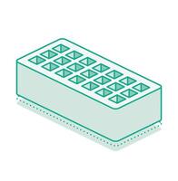 Isometric brick with holes. Outline 3D object isolated on white background. Infographics element. vector