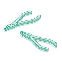 Isometric pliers. Outline object on white background. vector
