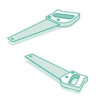 Isometric saw. Outline 3D object isolated on white background. Infographics element. vector