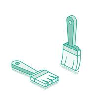 Isometric paint brush. Outline object isolated on white background. vector