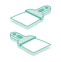 Isometric scraper putty knife. Outline object isolated on white background. Set of putty knifes. Spatula work tool. vector
