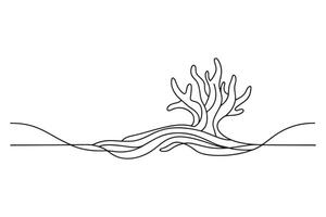 Driftwood Continuous line art illustration on white background vector