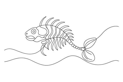 Fossils Continuous line art illustration on white background vector