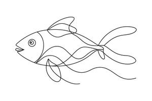Fish Continuous line art illustration on white background vector