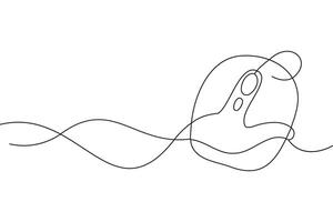 Computer mouse, continuous line art isolated flat illustration vector