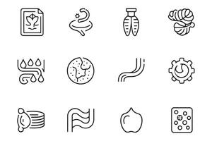 Digestion, intestine, stomach, and probiotics concept related , editable stroke outline vector