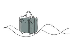suitcase doodle continuous line art vector
