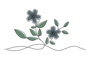 Winter jasmine flower, doodle continuous line art vector