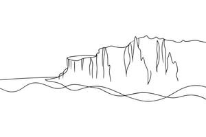 Cliffs Continuous line art illustration on white background vector