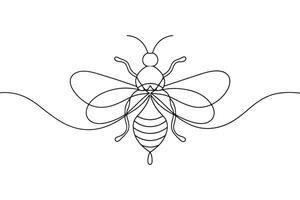 Bees Continuous line art illustration on white background vector