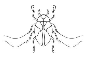 Beetles Continuous line art illustration on white backgroundBeetles Continuous line art illustration on white background vector