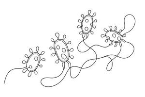 Bacteria continuous line art illustration on white background vector