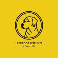 Labrador retriever circle logo design, black and white shape vector