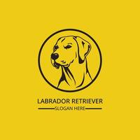 Labrador retriever circle logo design, black and white shape vector