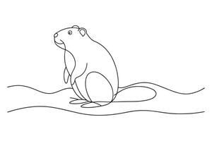 Beaver Dams Continuous line art illustration on white background vector