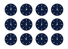 Set of clock different time icon . zone hour office alarm isolated vector