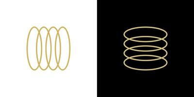 Ellipse gold parallel background . Circle ring circular outline shape vector