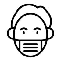 Man Wearing Mask Line Design Icon vector