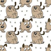 Seamless pattern, funny comical dogs on a white background. Baby background, textile, print vector