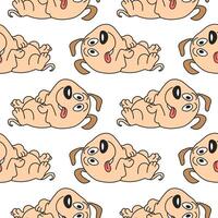 Seamless pattern, funny comical dogs on a white background. Baby background, textile, print vector