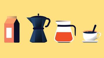 Coffee drinks, beans, and machines elements collection vector