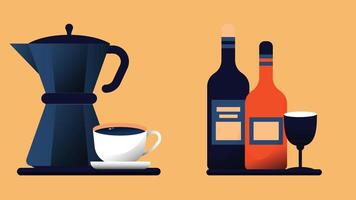 Coffee drinks, beans, and machines elements collection vector