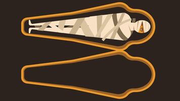 Pharaonic mummy in a coffin with black background isolated illustration vector