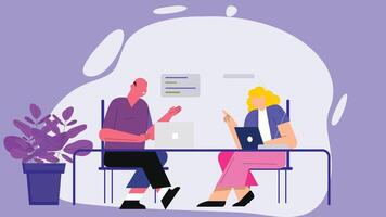 Team members working and communicating to finalize project delivery illustration vector
