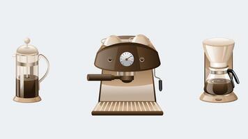 Coffee drinks, beans, and machines elements collection vector