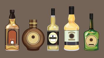 Drink bottles with different colors and styles isolated elements vector