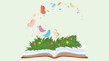 Reading Stories books with imagination and thinking illustration vector