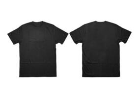 Blank t-shirt black template front and back view on white background. Short Sleeve mock-up photo