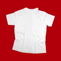 Blank t-shirt white template front and back view on white background. Short Sleeve mock-up photo