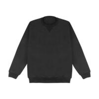 Blank sweatshirt color black template front and back view on white background. crew neck mock up photo