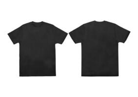 Blank t-shirt black template front and back view on white background. Short Sleeve mock-up photo
