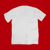 Blank t-shirt white template front and back view on white background. Short Sleeve mock-up photo