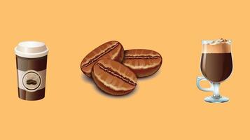 Coffee drinks, beans, and machines elements collection vector