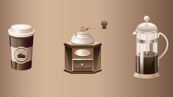 Coffee drinks, beans, and machines elements collection vector