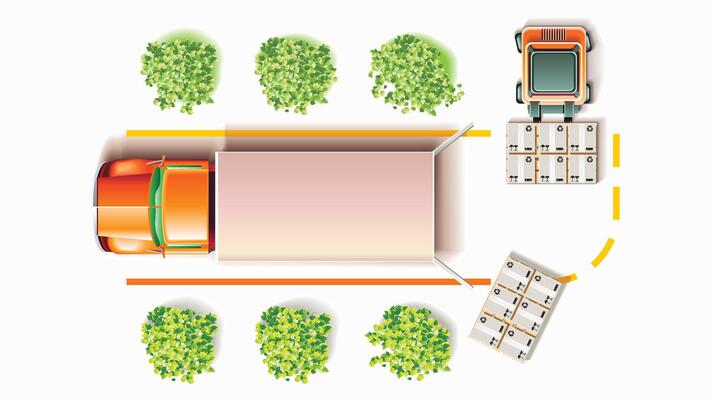 Logistics and package delivery transportation concept illustration