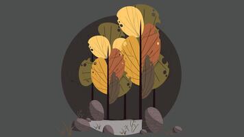 Autumn season style abstract illustration with leaves and rocks vector