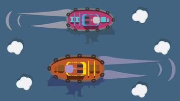 Top view Ships Transportation in the ocean with ocean background illustration vector