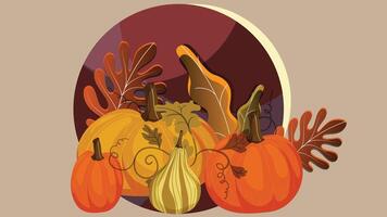 Autumn season style abstract illustration with leaves and rocks vector