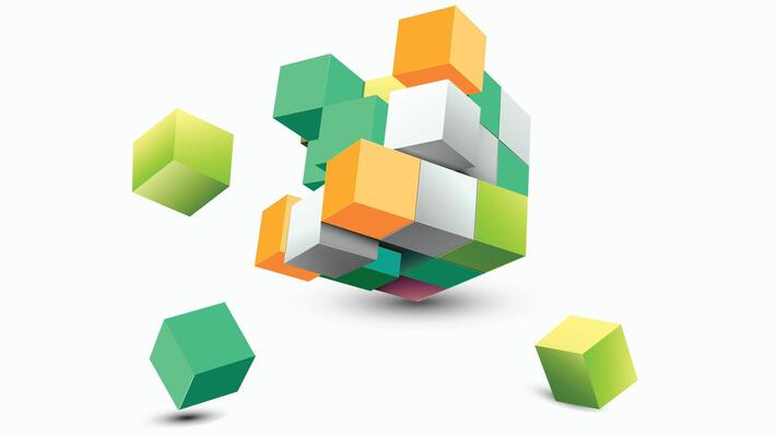 Abstract geometric cubes on a backdrop white background