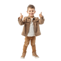 little man stand confidently gives a thumbs-up, symbolizing success isolated on a transparent background png