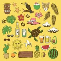 Summer Set With Hand Drawn Element and Object vector