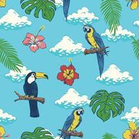 Tropical Summer Seamless Pattern with Summer Object Illustration vector